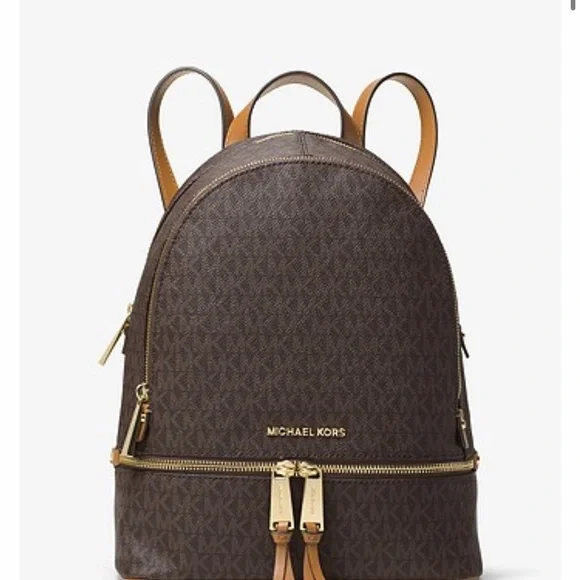 Michael Kors | Bags | Michael Kors Rhea Brown Logo Backpack  display picture 3